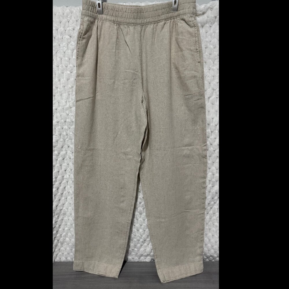 Old Navy Linen-Blend High-Rise Straight Pants - M TALL - Natural